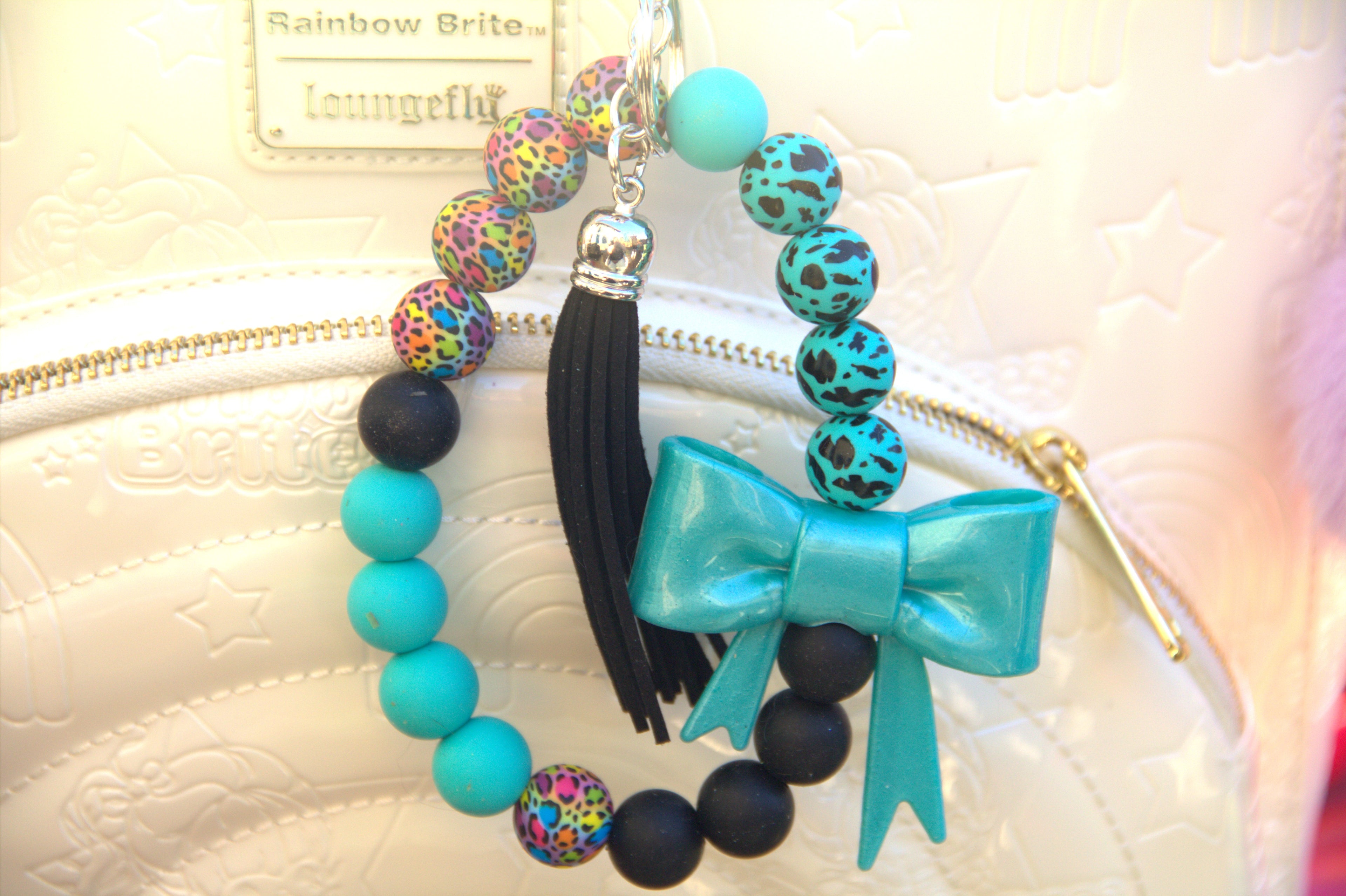 Retro beaded keychain wristlet