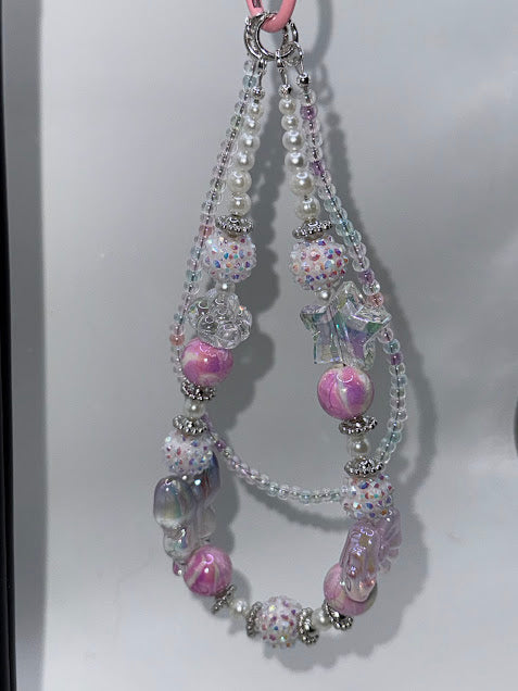 Iridescent double chain phone charm